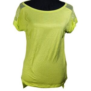 NWT Melao Neon Yellow Mesh Sleeve Tunic Top Women Size‎ S Casual Everyday retro
